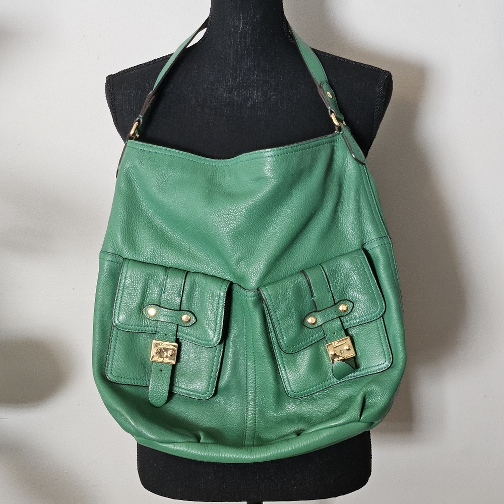 Ralph Lauren Emerald Green Leather Shoulder Bag